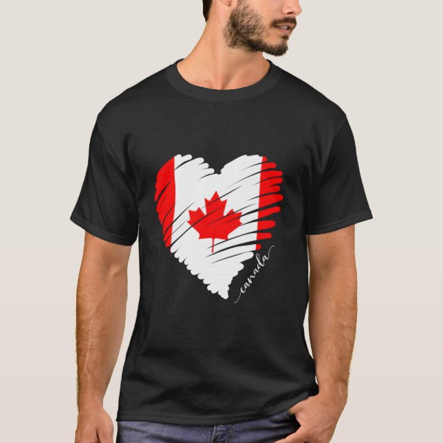 Proud Canadian Tee White Maple Leaf Red Canada Fla (Front)