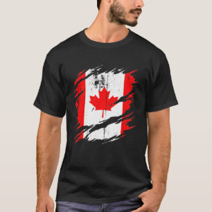 Proud Canadian  Torn Ripped Canada Flag T-Shirt