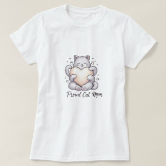 Proud Cat Mom Heart Hug T-Shirt