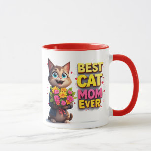 Proud Cat Mom With Cute Flower Kitty 🐱 Mug