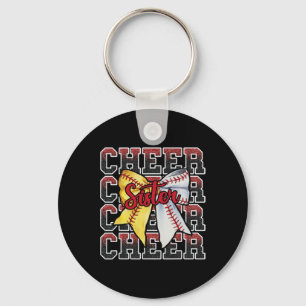 Proud Cheer Sister Coquette Bow Sport Sell Softll  Keychain