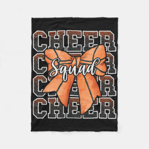 Proud Cheer Squad Coquette Bow Sport Sketll Orange Fleece Blanket