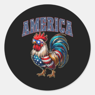 Proud Chicken America Independence Day 4th Of July Classic Round Sticker
