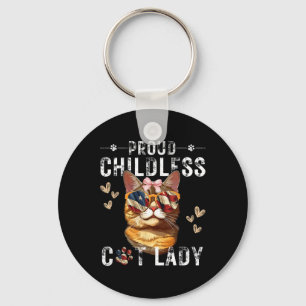 Proud Childless Cat Lady Cat Mom Lovers Keychain