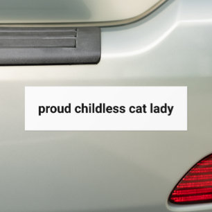 Proud childless cat lady minimalist funny white bumper sticker