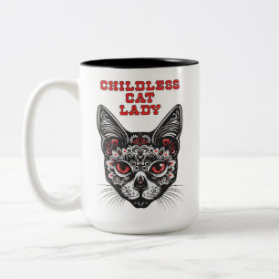 Proud Childless Cat Lady Two-Tone Coffee Mug