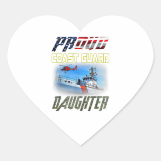 Proud Coast Guard Daughter Flag American Heroes Heart Sticker