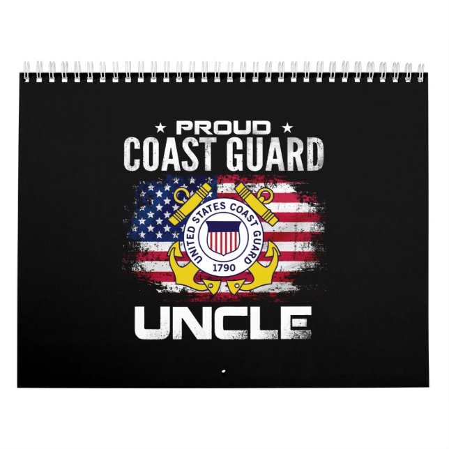 Proud Coast Guard Uncle With American Flag Gift Calendar (Cover)