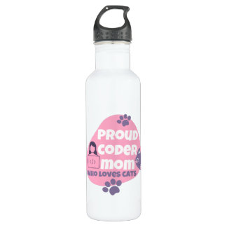 PROUD CODER MOM WHO LOVES CATS - CODER MOM  710 ML WATER BOTTLE