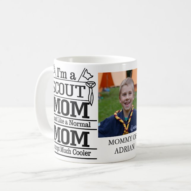 Proud Cool Scout Mom Photo Coffee Mug (Front Left)
