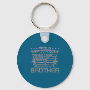 Proud Corpsman Brother Flag Usa Keychain