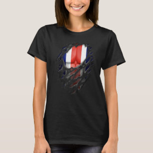 Proud Costa Rican Roots Torn Ripped Costa Rica Fla T-Shirt