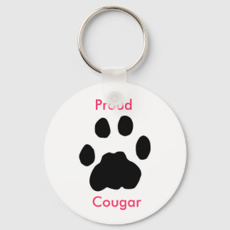 Proud Cougar with paw print Keychain