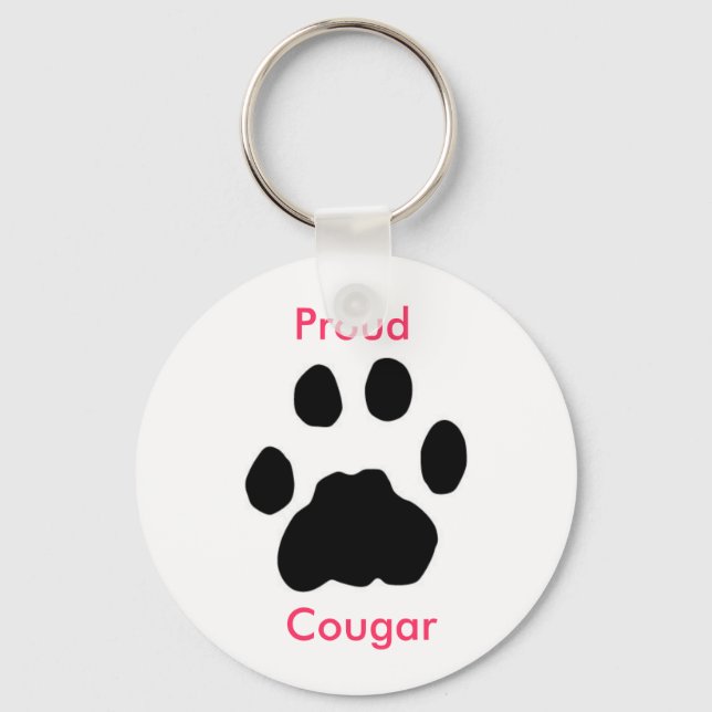 Proud Cougar with paw print Keychain (Front)