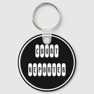 Proud Court Reporter black white keychain