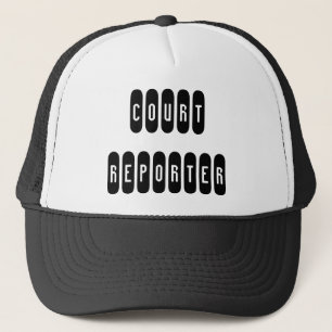 Proud court reporter black white letter hat