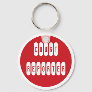 Proud Court Reporter red white keychain