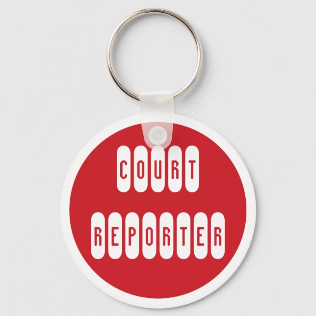 Proud Court Reporter red white keychain (Front)