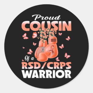 Proud Cousin Of A Rsd Crps Warrior Awareness Boxin Classic Round Sticker