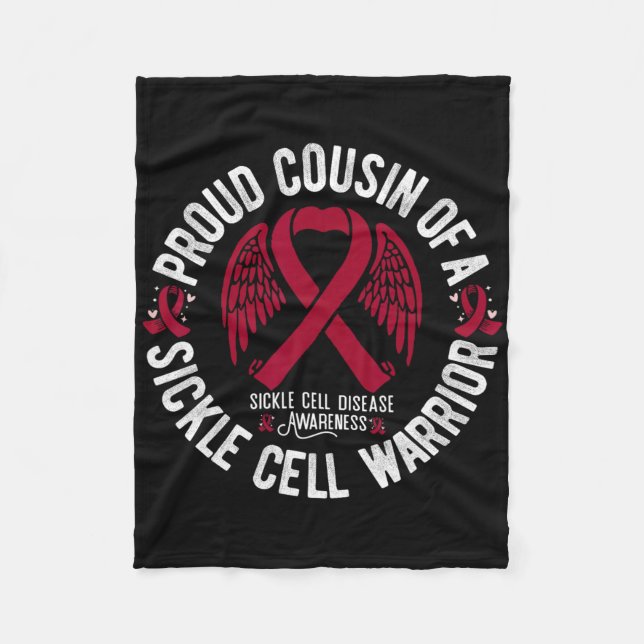 Proud Cousin Of A Sickle Cell Warrior Scd Awarenes Fleece Blanket (Front)