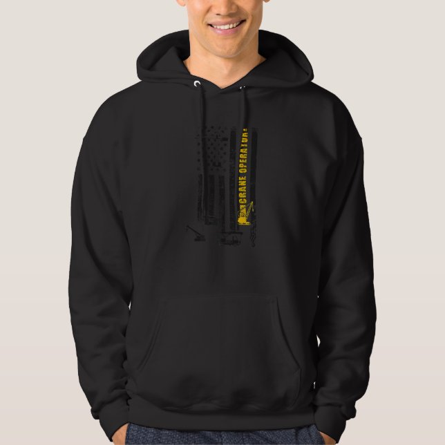 Proud Crane Operator US Flag Crane Driver   Hoodie (Front)