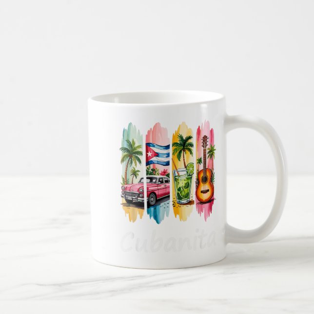 Proud Cubanita Cuban Flag Guitar Mojito Car Design Coffee Mug (Right)