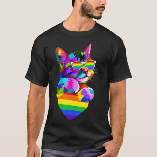 Proud Cute Cat Pride LGBT Transgender Flag Heart G T-Shirt