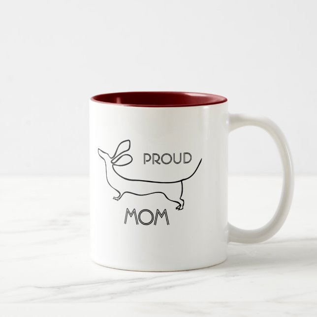Proud dachshund Mom line illustration wiener mug (Right)