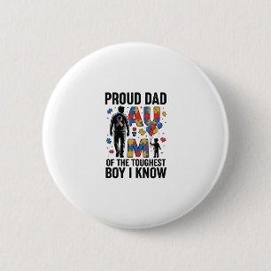 Proud Dad Autism Toughest Boy Vintage Vector Desig 2 Inch Round Button
