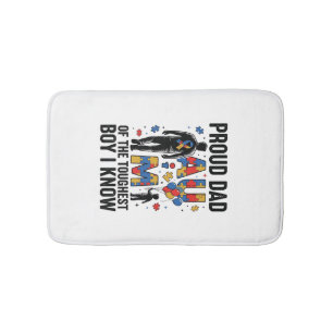 Proud Dad Autism Toughest Boy Vintage Vector Desig Bath Mat