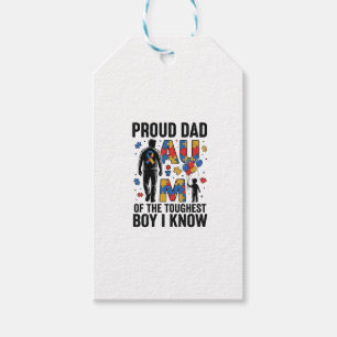 Proud Dad Autism Toughest Boy Vintage Vector Desig Gift Tags
