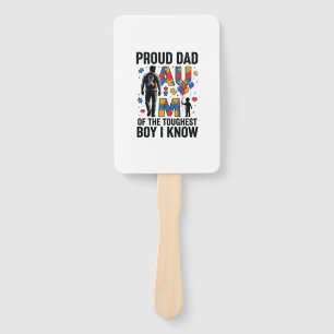 Proud Dad Autism Toughest Boy Vintage Vector Desig Hand Fan