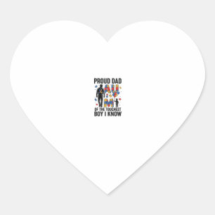 Proud Dad Autism Toughest Boy Vintage Vector Desig Heart Sticker