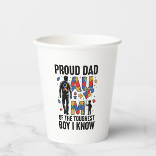 Proud Dad Autism Toughest Boy Vintage Vector Desig Paper Cups
