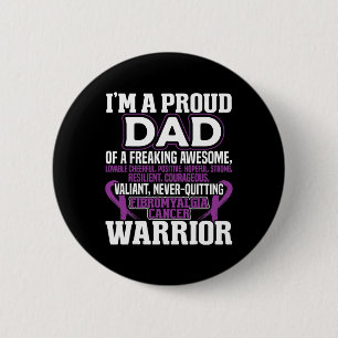 Proud Dad Fibromyalgia Awareness Ribbon Men Father 2 Inch Round Button