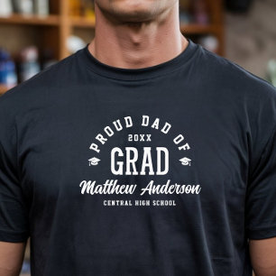 Proud Dad Grad Name Varsity Typography Graduation T-Shirt