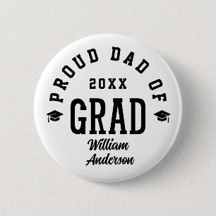 Proud Dad Grad Varsity Typography Graduation 2 Inch Round Button