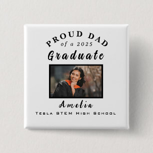 Proud Dad Graduation 2025 Custom Photo Gift  2 Inch Square Button