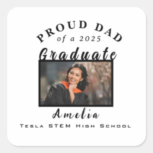 Proud Dad Graduation 2025 Custom Photo Gift  Square Sticker