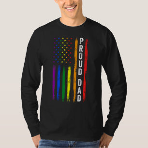 Proud Dad Lgbt Dad Rainbow Lgbtq Flag Lgbt Gay Pri T-Shirt
