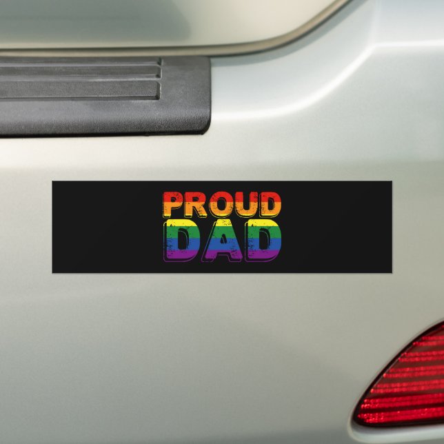 Proud Dad LGBT Parent Gay Pride Dad Bumper Sticker (On Car)