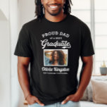 Proud Dad of a 2025 Graduate Black Custom Photo T-Shirt<br><div class="desc">Stylish black "Proud Dad of a 2025 Graduate" graduation t-shirt design features a photo of the grad framed in white with simple and classic name, class year, and school name wording that can be personalized for any family member. Shirt colours and style can be modified to coordinate with school or...</div>