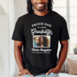 Proud Dad of a 2025 Graduate Black Custom Photo T-Shirt<br><div class="desc">Stylish black "Proud Dad of a 2025 Graduate" graduation t-shirt design features a photo of the grad framed in white with simple and classic name, class year, and school name wording that can be personalized for any family member. Shirt colours and style can be modified to coordinate with school or...</div>