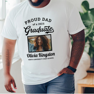 Proud Dad of a 2025 Graduate White Custom Photo T-Shirt