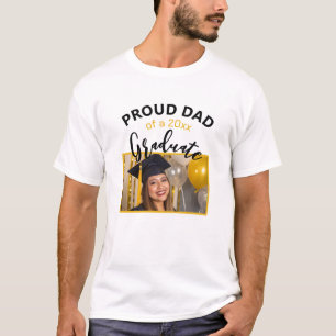 Proud Dad of a 2025 Graduate White Custom Photo  T-Shirt