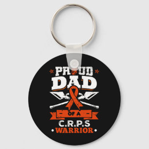 Proud Dad Of A Crps Warrior Month Orange Ribbon  Keychain