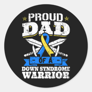 Proud Dad Of A Down Syndrome Warrior Down's Trisom Classic Round Sticker