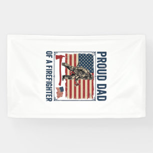 Proud Dad of a Firefighter Vintage Flag Vector_1 Banner