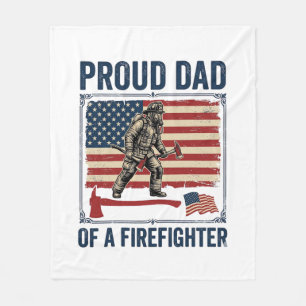 Proud Dad of a Firefighter Vintage Flag Vector_1 Fleece Blanket