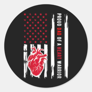 Proud Dad Of A Heart Warrior Chd Awareness Classic Round Sticker
